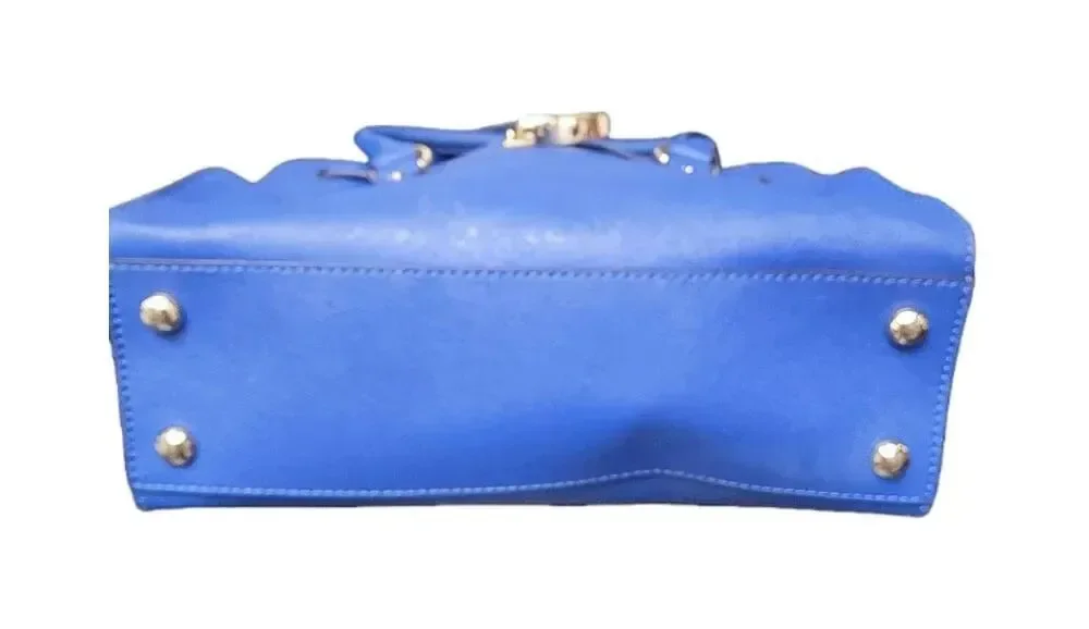 MICHAEL KORS Hamilton Blue Saffiano Leather Satchel w/Padlock